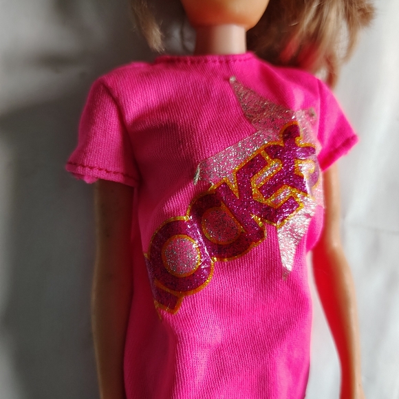 Vintage Blonde Hair Doll Pink Rock Shirt Blue Maxi Skirt Hong Kong Unbranded - Picture 7 of 16